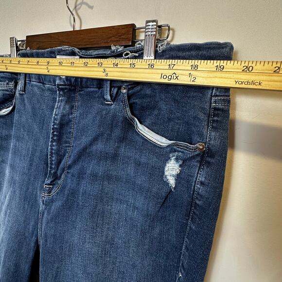 Good American Good Legs Crop Raw Hem Skinny Jeans Size 22 High Rise Stretch - Picture 6 of 13